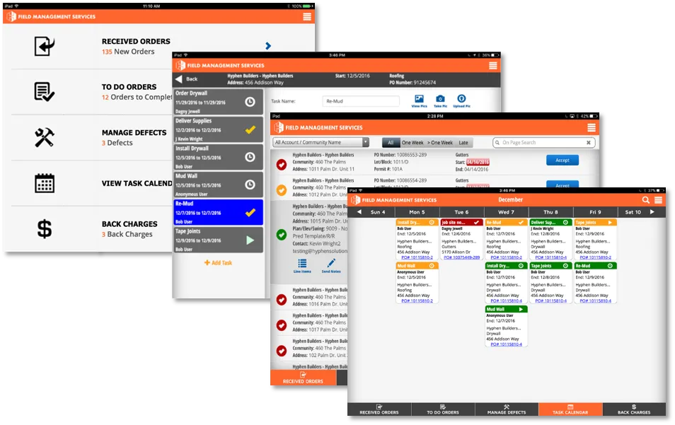 Dashboard showing different dashboards