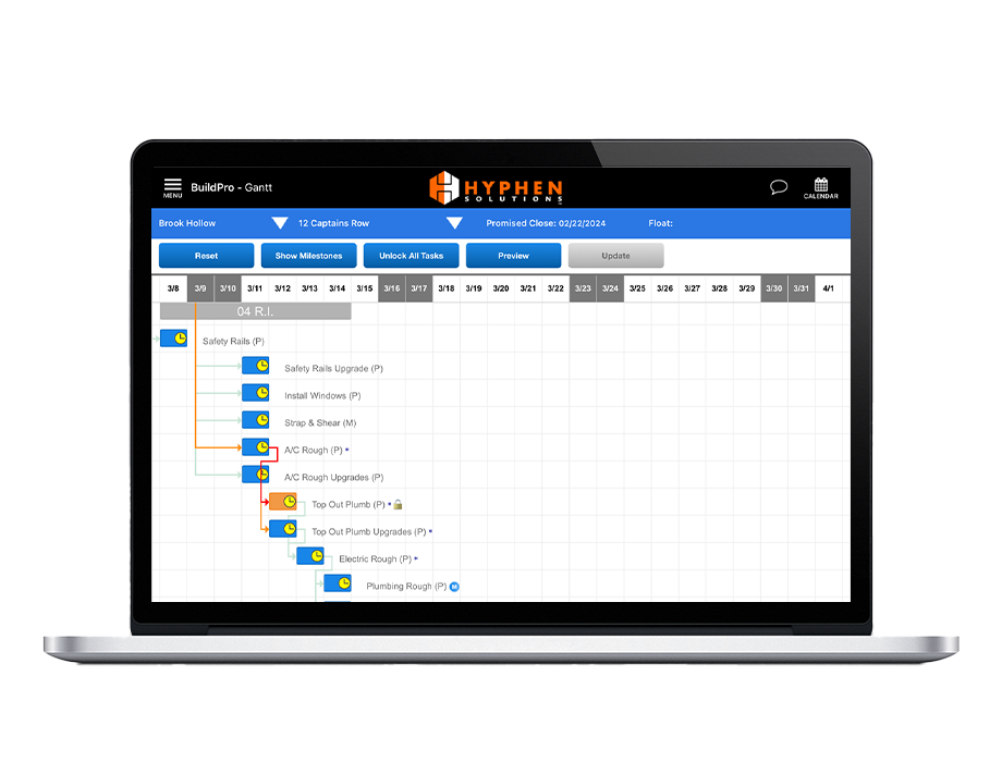 BuildPro Gantt Screen