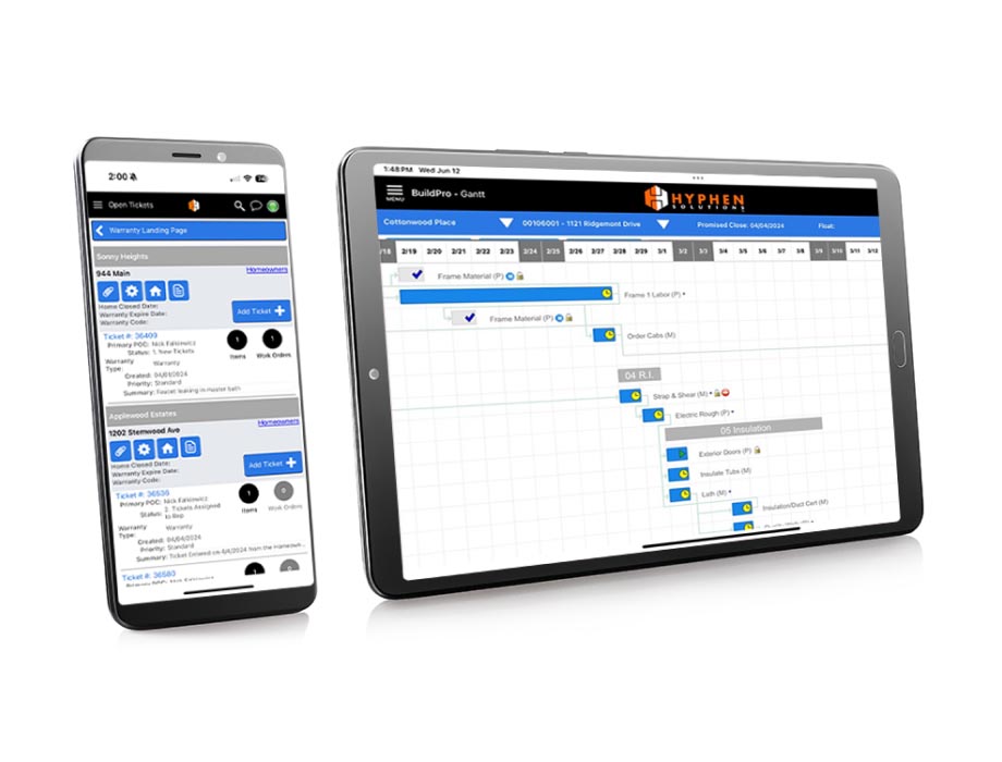 Tablet and phone - Showing spreadsheets