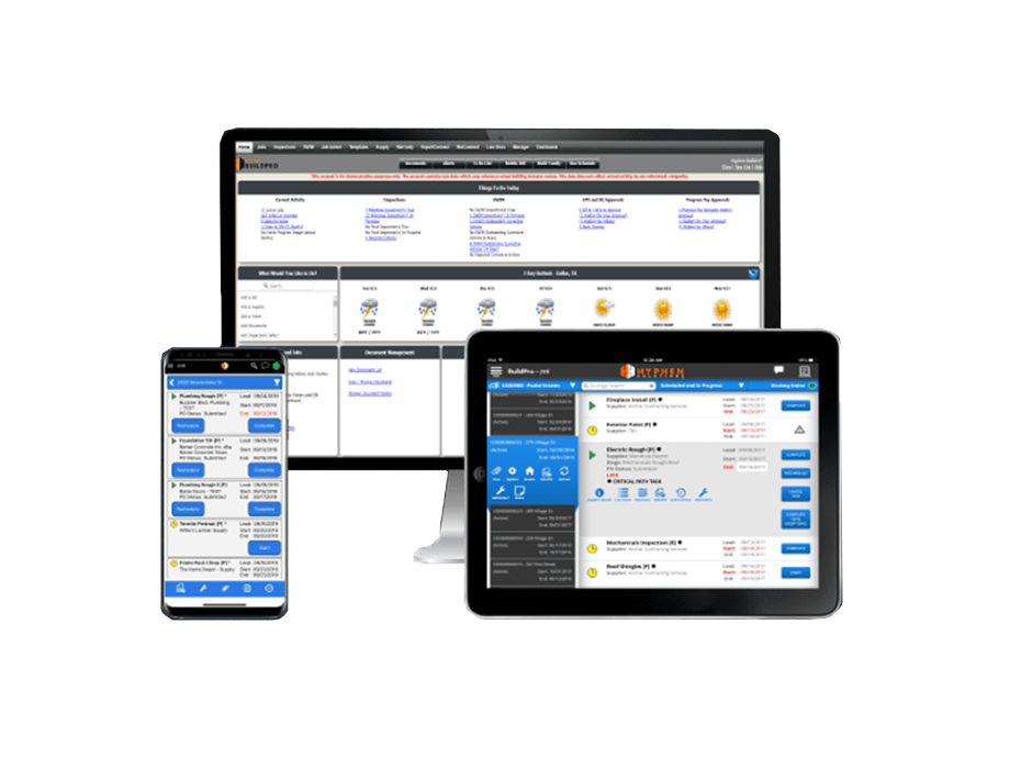 BuildPro on multiple screen devices, destop, tablet and mobile