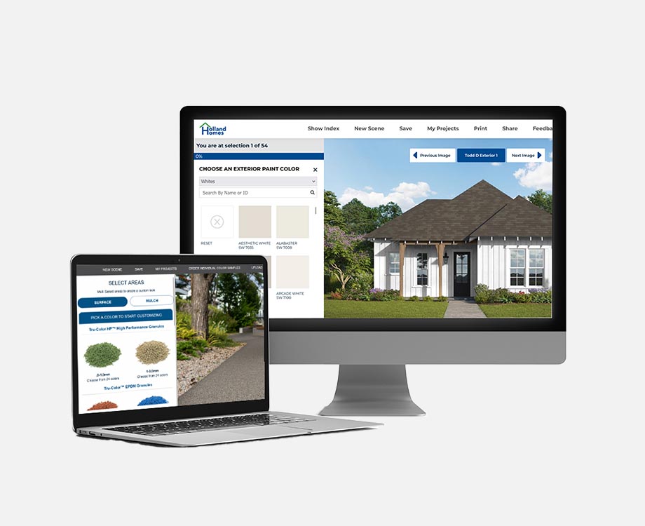 Mobile and desktop device showing Hollandhomes exterior paint dashboard