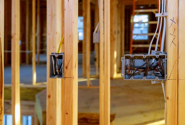 Electrical boxes in a construction site.