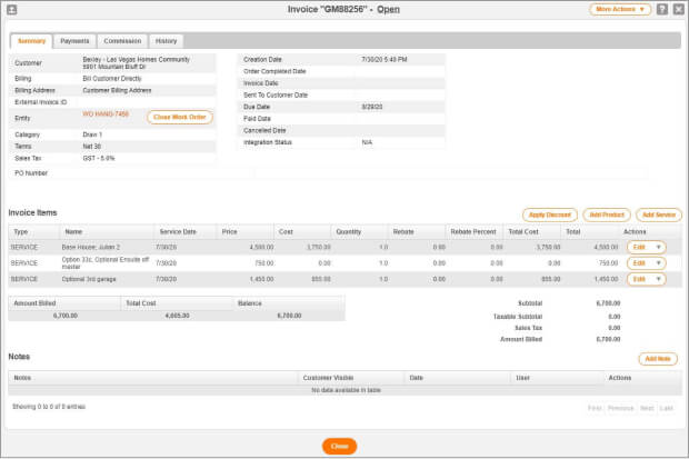 Screenshot of finances using software