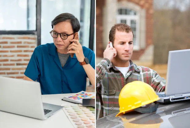 Doctor talking to a construction worker