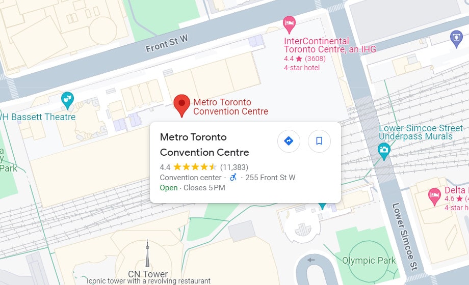 Map to Metro Toronto Convention Centre