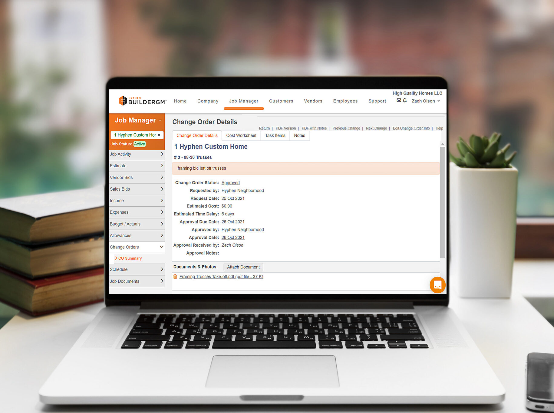 Hyphen BuilderGM software displayed on laptop